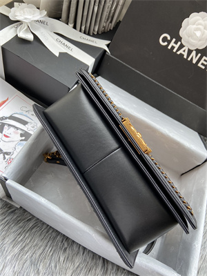 Cha.nel Medium Leboy Bag With Top Handle Python Leather Gold Metal A94804