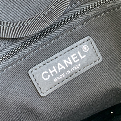 Cha.nel Deauville Large Shopping Bag Bead Mixed Fibers Gold Tone Metal Black A66941