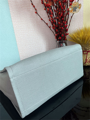 Cha.nel Deauville Large Shopping Bag Mixed Fibers Silver Tone Metal Grey Blue A66941