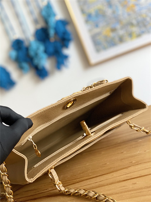 Cha.nel Vintage Large Shopping Bag Calfskin Gold Tone Metal Beige A99