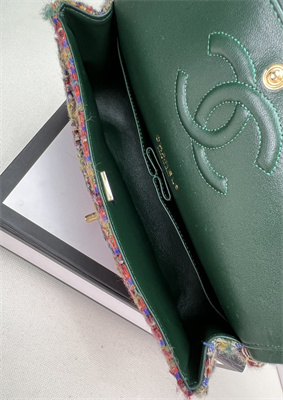 Cha.nel Medium Classic Flap Bag Tweed Gold Tone Metal Colorful  A01112