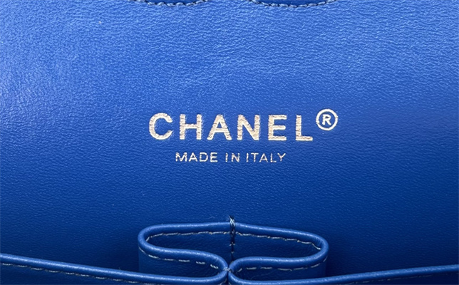 Cha.nel Medium Classic Flap Bag Tweed Silver Tone Metal Blue A01112