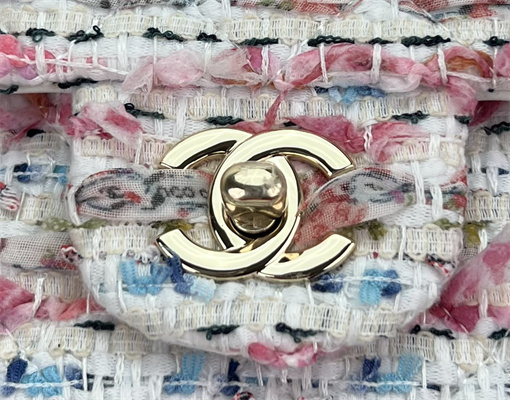 Cha.nel Mini Classic Flap Bag Tweed Gold Tone Metal Colorful A01116