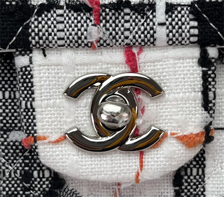 Cha.nel Medium Classic Flap Bag Tweed Silver Tone Metal Colorful A01112