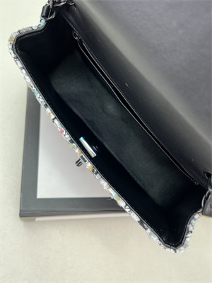 Cha.nel Mini Classic Flap Bag Tweed Colorful Black Tone Metal A01116