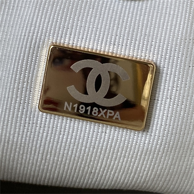 Cha.nel Backpack Lambskin Gold Tone Metal White AS4275