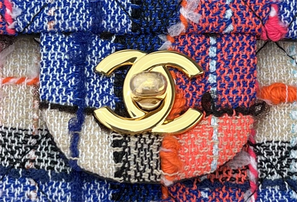 Cha.nel Mini Classic Flap Bag Tweed Gold Tone Metal Colorful A01116