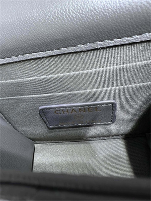 Cha.nel Vanity Case With Top Handle Lambskin Gold Tone Metal Grey AP2682