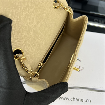 Cha.nel Super Mini Classic Flap Bag Grained Calfskin Gold Tone Metal Beige 01115