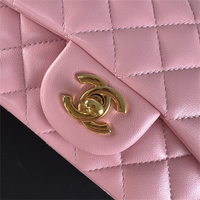 Cha.nel Mini Classic Flap Bag Lambskin Gold Tone Metal Pink 01116