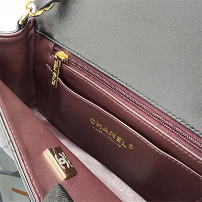 Cha.nel Mini Classic Flap Bag Lambskin Gold Tone Metal Black 01116