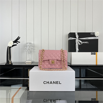 Cha.nel Small Classic Flap Bag Lambskin Gold Tone Metal Pink 01117