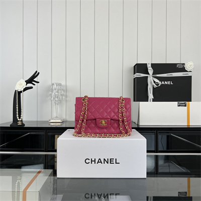 Cha.nel Small Classic Flap Bag Lambskin Gold Tone Metal Fuchsia 01117