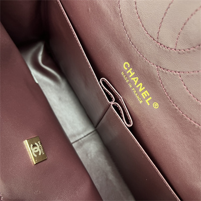 Cha.nel Large Classic Flap Bag Lambskin Gold Tone Metal Black 58600