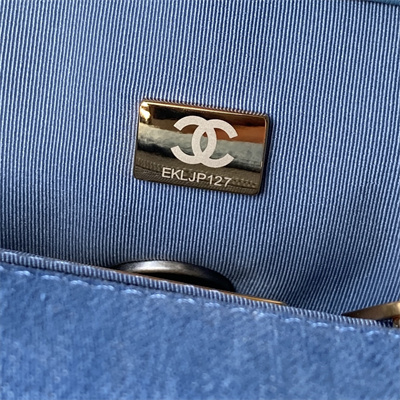 Chanel 19 Handbag Denim Silver Double C Metal AS1160