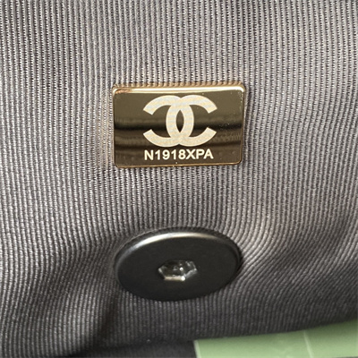 Chanel 19 Handbag Lambskin Silver Double C Metal Dk Grey AS1160