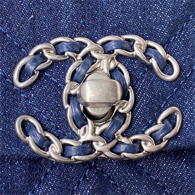 Chanel 19 Handbag Dk Denim Silver Double C Metal AS1160