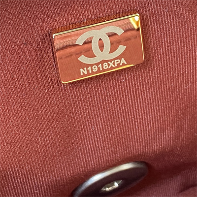 Cha.nel 19 Large Handbag Lambskin Silver Double C Metal Black AS1161