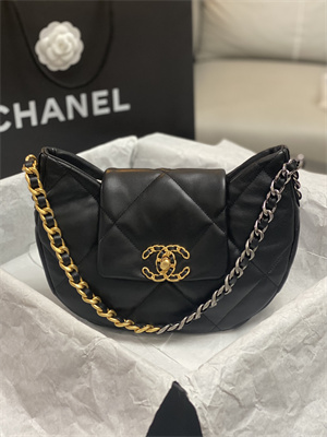 Chanel 19 Handbag Hobo Bag Lambskin Black AS4638