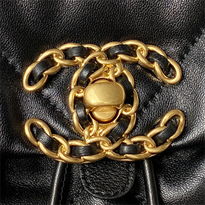 Cha.nel 19 Backpack Bag Lambskin Black AS4223