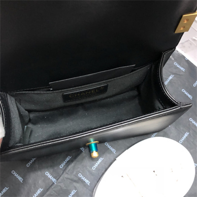 Cha.nel Small Leboy Bag Chevron Pattern Lambskin Aged Gold Metal Black A67085