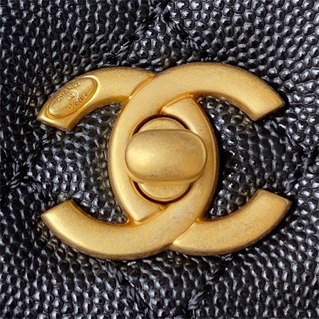 Cha.nel Small Coco Handle Bag Grained Calfskin Aged Gold Metal Black A92990