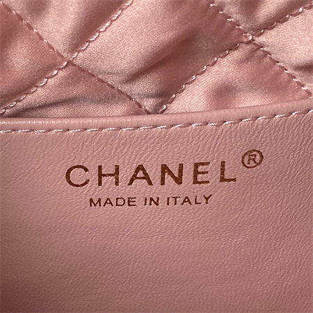 Cha.nel 22 Mini Handbag Shiny Calfskin Gold Tone Metal Pink AS3980