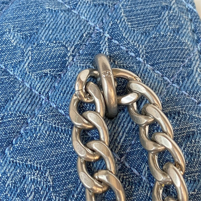 Cha.nel Vanity Case Denim Gold Tone Metal AP3204