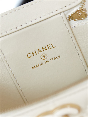 Cha.nel Vanity Case Lambskin Gold Tone Metal White AP3230