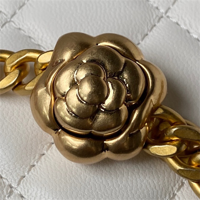 Cha.nel Vanity Case Lambskin Gold Tone Metal White AP3300