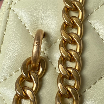 Cha.nel Vanity Case Lambskin Gold Tone Metal Yellow AP3300