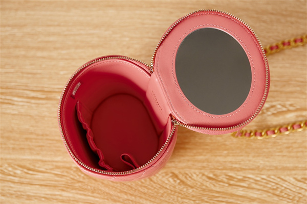 Cha.nel Vanity Case With Top Handle Lambskin Gold Tone Metal Pink AS2873