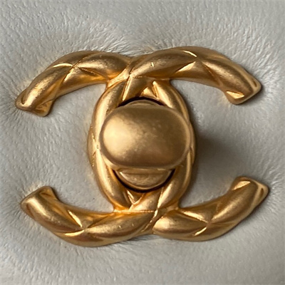 Cha.nel Vanity Case With Top Handle Lambskin Gold Tone Metal Lt Blue AS3973