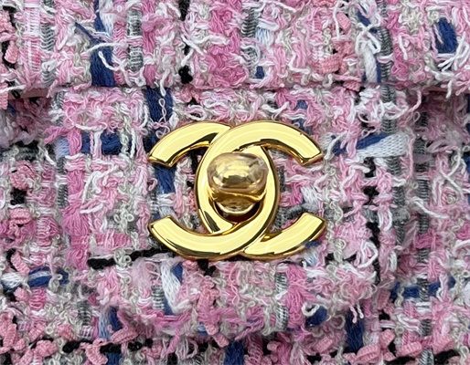 Cha.nel Mini Classic Flap Bag Tweed Gold Tone Metal Colorful A01116