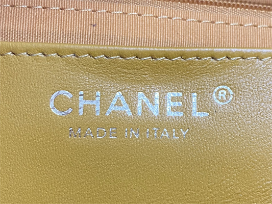 Cha.nel Tote Bag Lambskin Gold Tone Metal Yellow AS4188