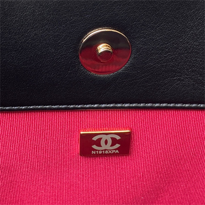 Cha.nel Tote Bag Calfskin Gold Tone Metal Black AS4359