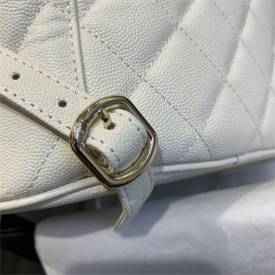 Cha.nel Duma Backpack Grained Calfskin Gold Tone Metal White AS1371