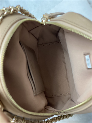 Cha.nel Classic Mini Backpack Grained Calfskin Gold Tone Metal Beige AP3573