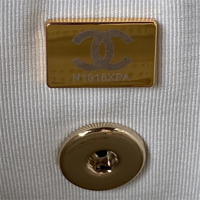 Cha.nel Backpack Grained Calfskin Gold Tone Metal White AS4058