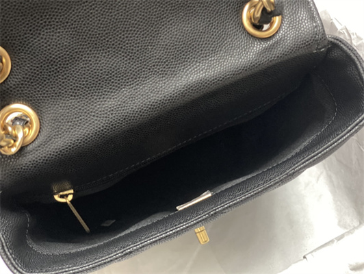 Cha.nel Backpack Grained Calfskin Gold Tone Metal Black AS4490