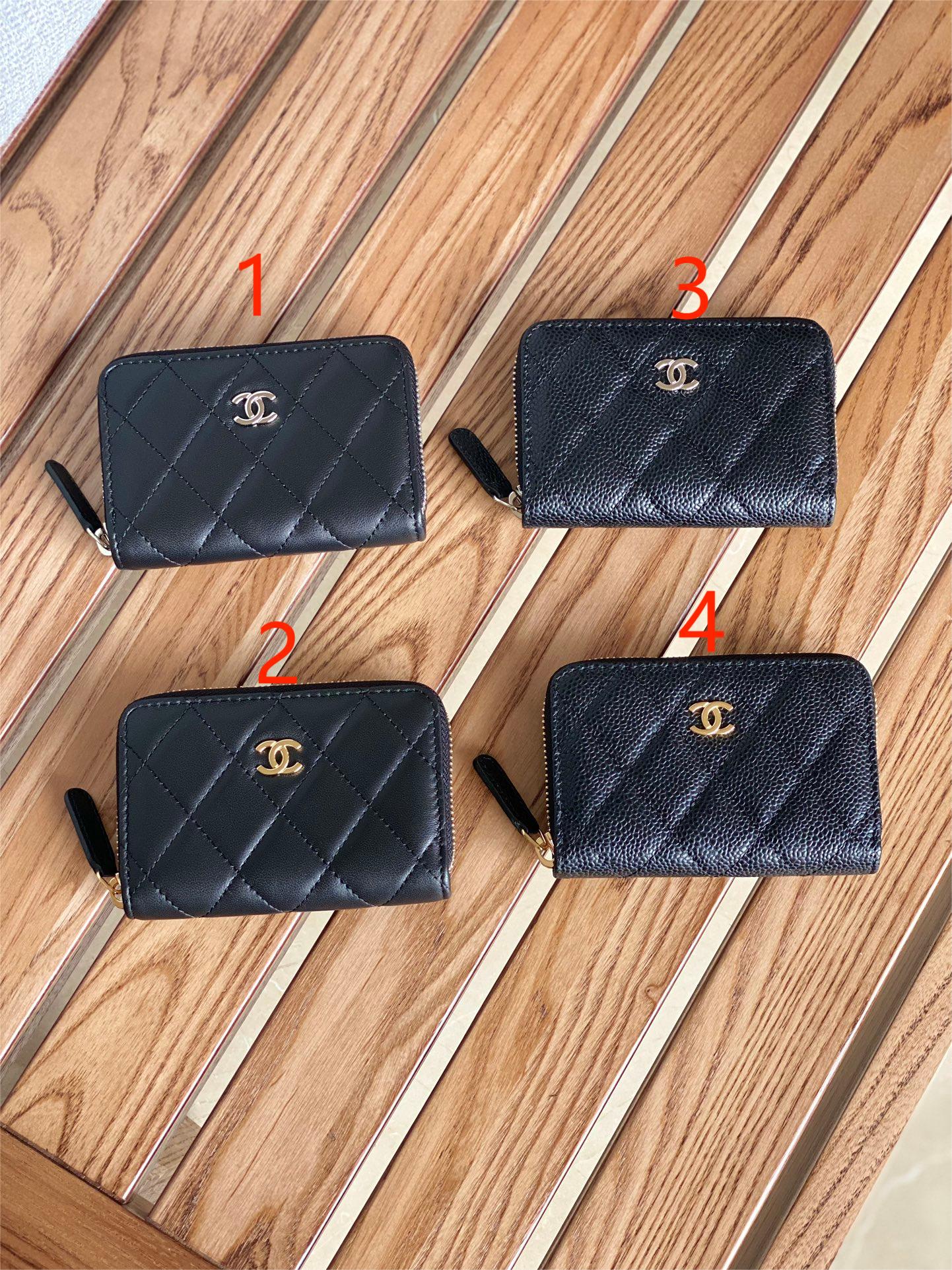 Cha.nel Classic Zipper Coin Purse Lambskin/ Grained Calfskin Black A69271 (4 options)
