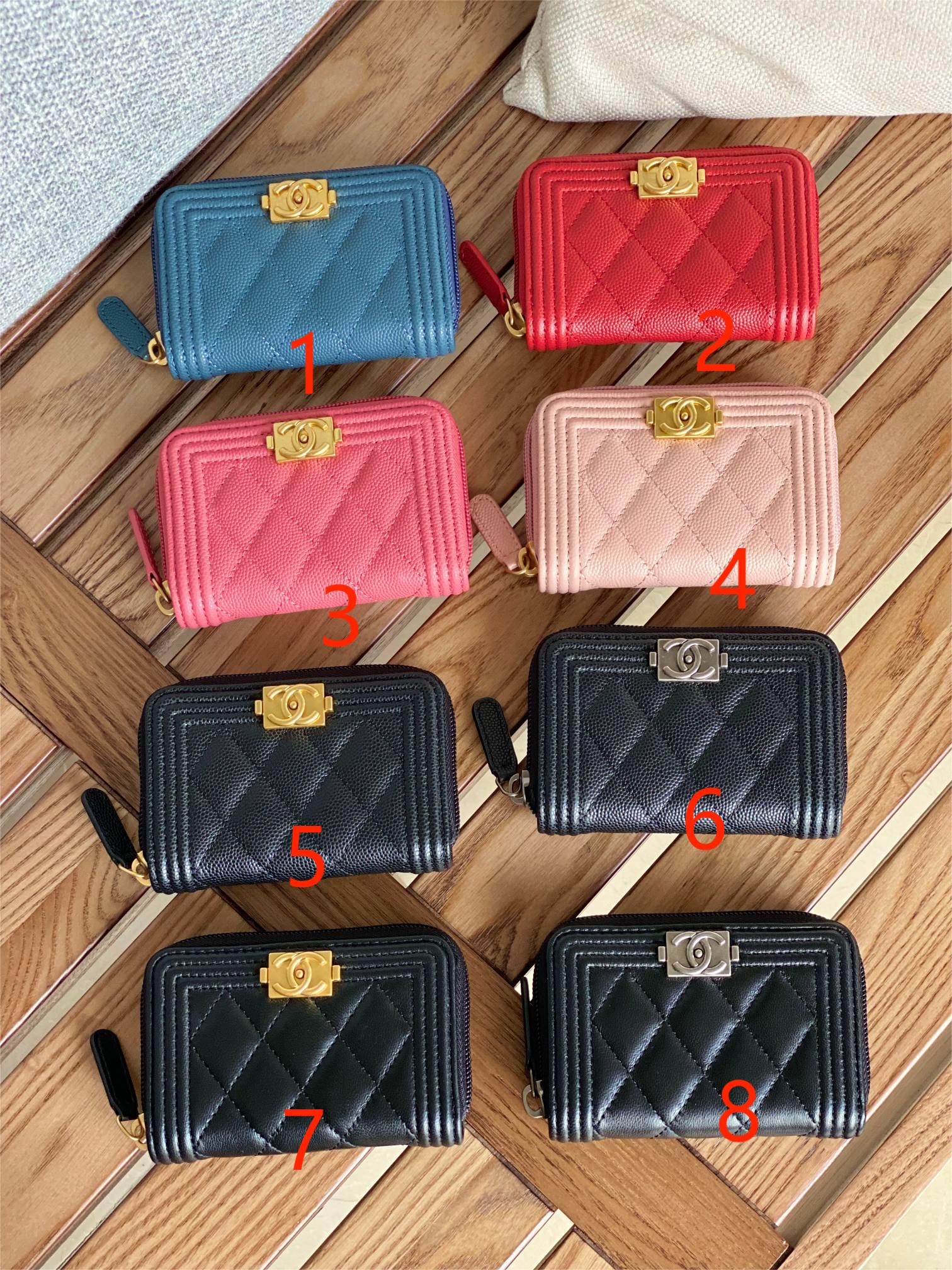 Cha.nel Classic Zipper Card Holder Lambskin/ Grained Calfskin A80602