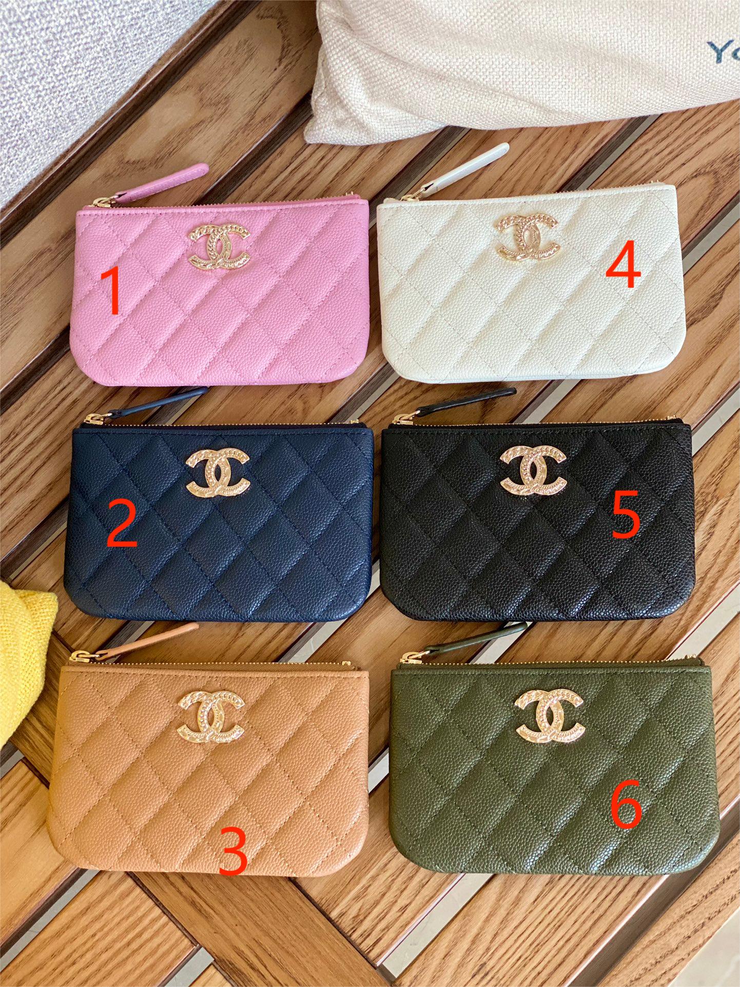 Cha.nel Classic Zipper Coin Purse Grained Calfskin AP3049