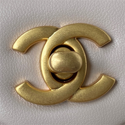 Cha.nel Super Mini Flap Bag Lambskin With Ball Gold Tone Metal Nude AS1786