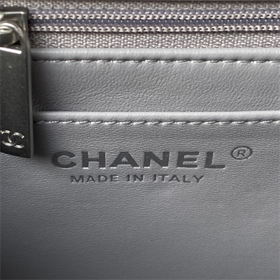 Cha.nel Super Mini Flap Bag Lambskin With Ball Silver Tone Metal Grey AS1786