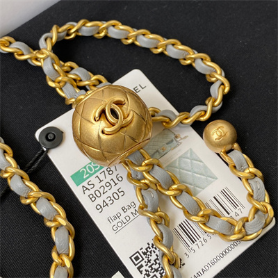 Cha.nel Mini Flap Bag Lambskin With Ball Gold Tone Metal Lt Blue AS1787