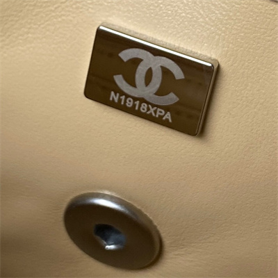 Cha.nel Mini Flap Bag Lambskin With Ball Silver Tone Metal Beige AS1787