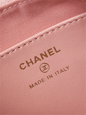 Cha.nel Mini Hobo Bag Aged Calfskin Gold Tone Metal Pink AS3647