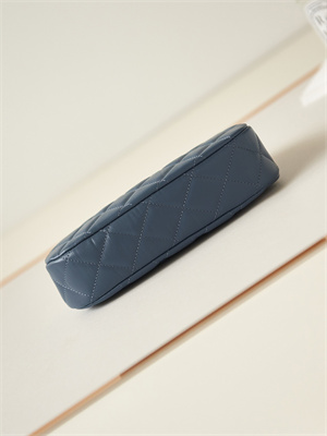 Cha.nel Mini Hobo Bag Aged Calfskin Gold Tone Metal Navy AS3647