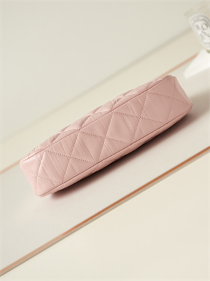 Cha.nel Hobo Bag Aged Calfskin Gold Tone Metal Pink AS4422